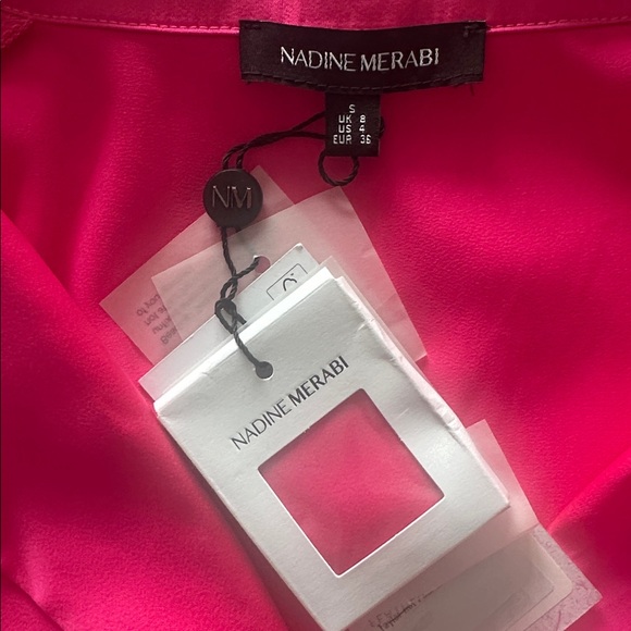 Gorgeous NADINE MERABI Taylor feather blouse w/rhinestone buttons. - Picture 11 of 13